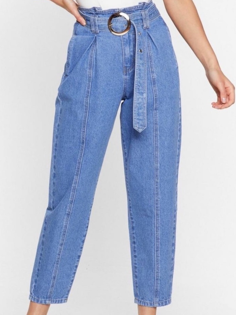 Nasty Gal Oh You Charmer wide leg Tapered Jeans pleated